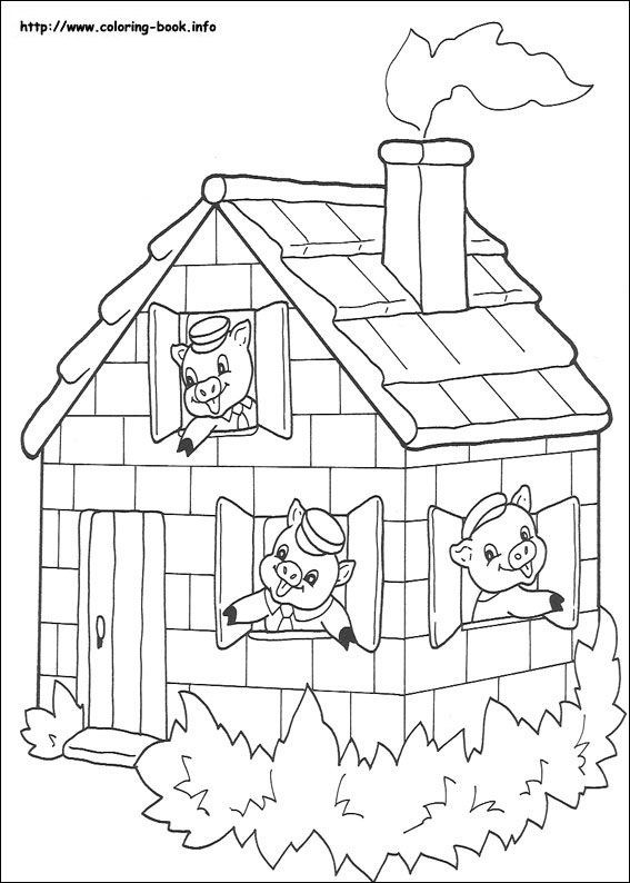 The three little pigs coloring picture